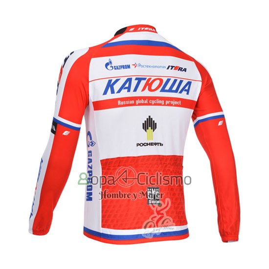 Katusha Ropa Ciclismo Culotte Largo 2013 Mangas Largas Blanco y Rojo